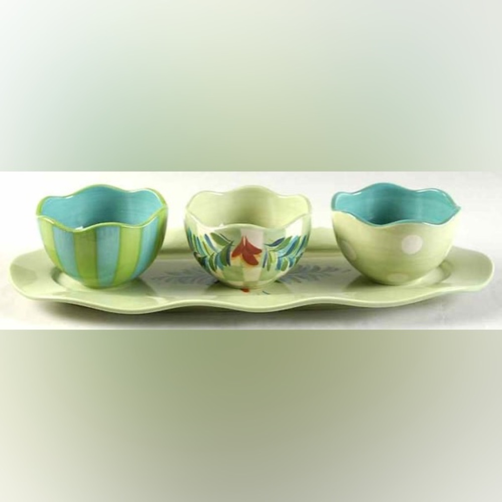 Southern Living at Home Green Gail Pittman Provence Tidbit Tray & Bowls